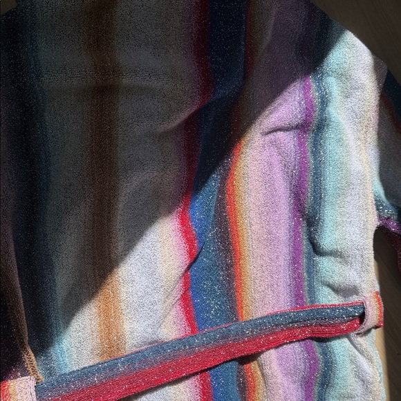 Missoni Hooded Striped Wool-Blend Cape in Red, Blue, Purple & Cream - Picture 6 of 7